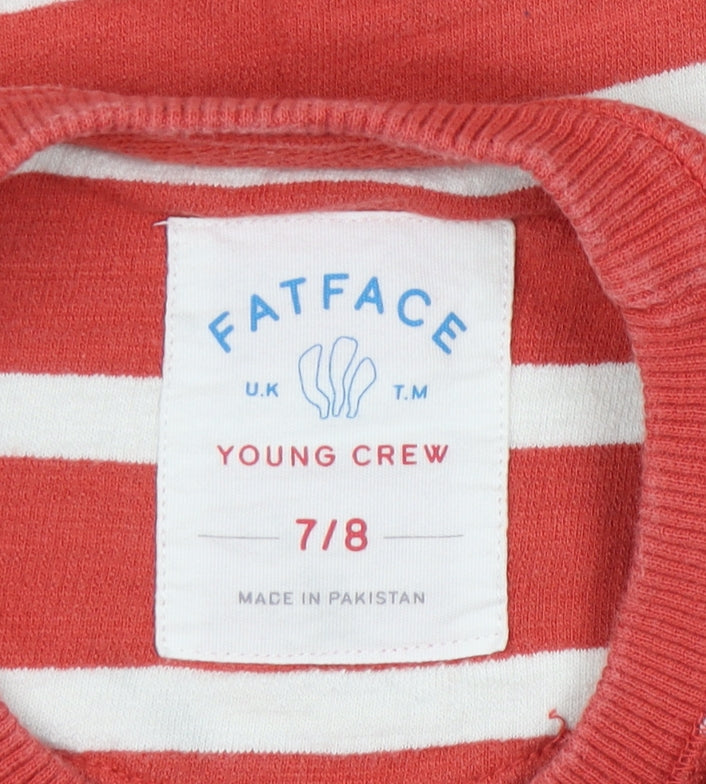 FatFace Girls Red Striped Pullover Sweatshirt 7-8 Years