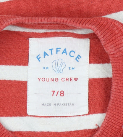 FatFace Girls Red Striped Pullover Sweatshirt 7-8 Years