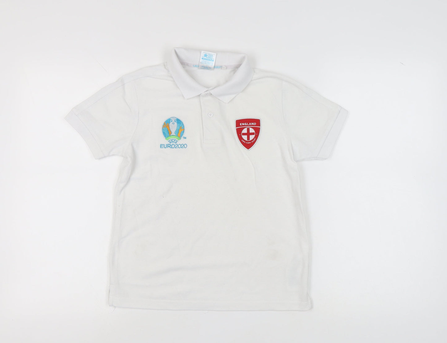 UEFA Euro 2020 Boys White Polo Shirt, Football, 11-12 Years
