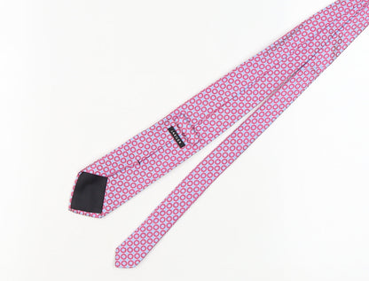 Jaeger Men's Pink Geometric Silk Tie