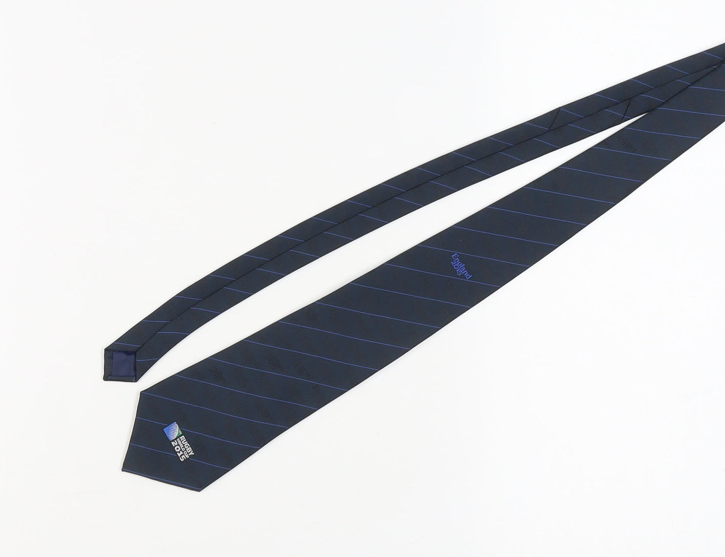 Rugby World Cup Men's Blue Striped Polyester Tie