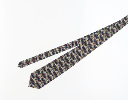 René Chagal Blue Silk Geometric Men's Tie Handmade