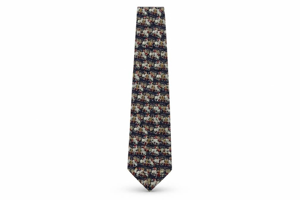 Mens René Chagal Blue Geometric 100% Silk  Tie