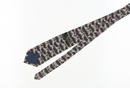 René Chagal Blue Silk Geometric Men's Tie Handmade