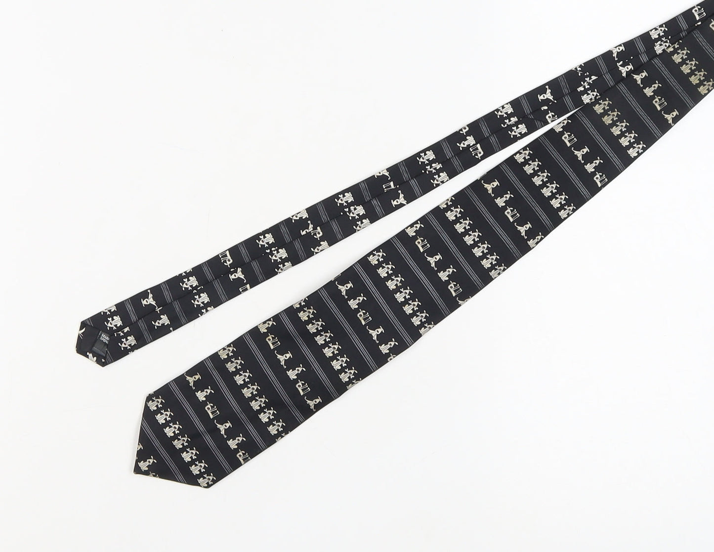 Marks & Spencer Men's Black Silk Tie, Geometric Pattern