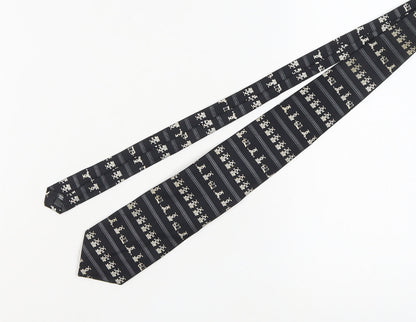 Marks & Spencer Men's Black Silk Tie, Geometric Pattern