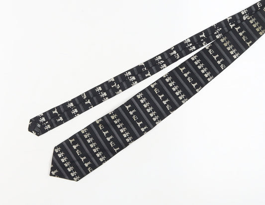 Marks & Spencer Men's Black Silk Tie, Geometric Pattern