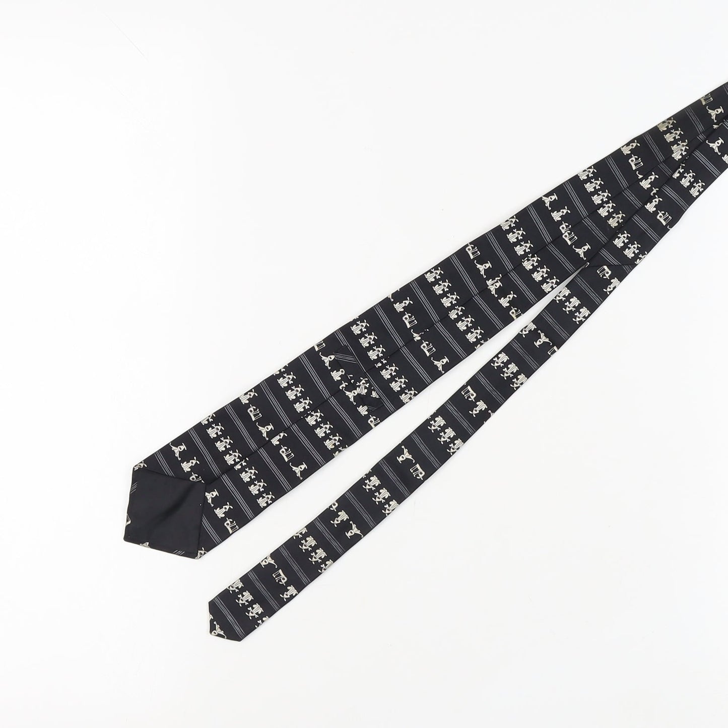 Marks & Spencer Men's Black Silk Tie, Geometric Pattern