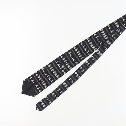 Marks & Spencer Men's Black Silk Tie, Geometric Pattern