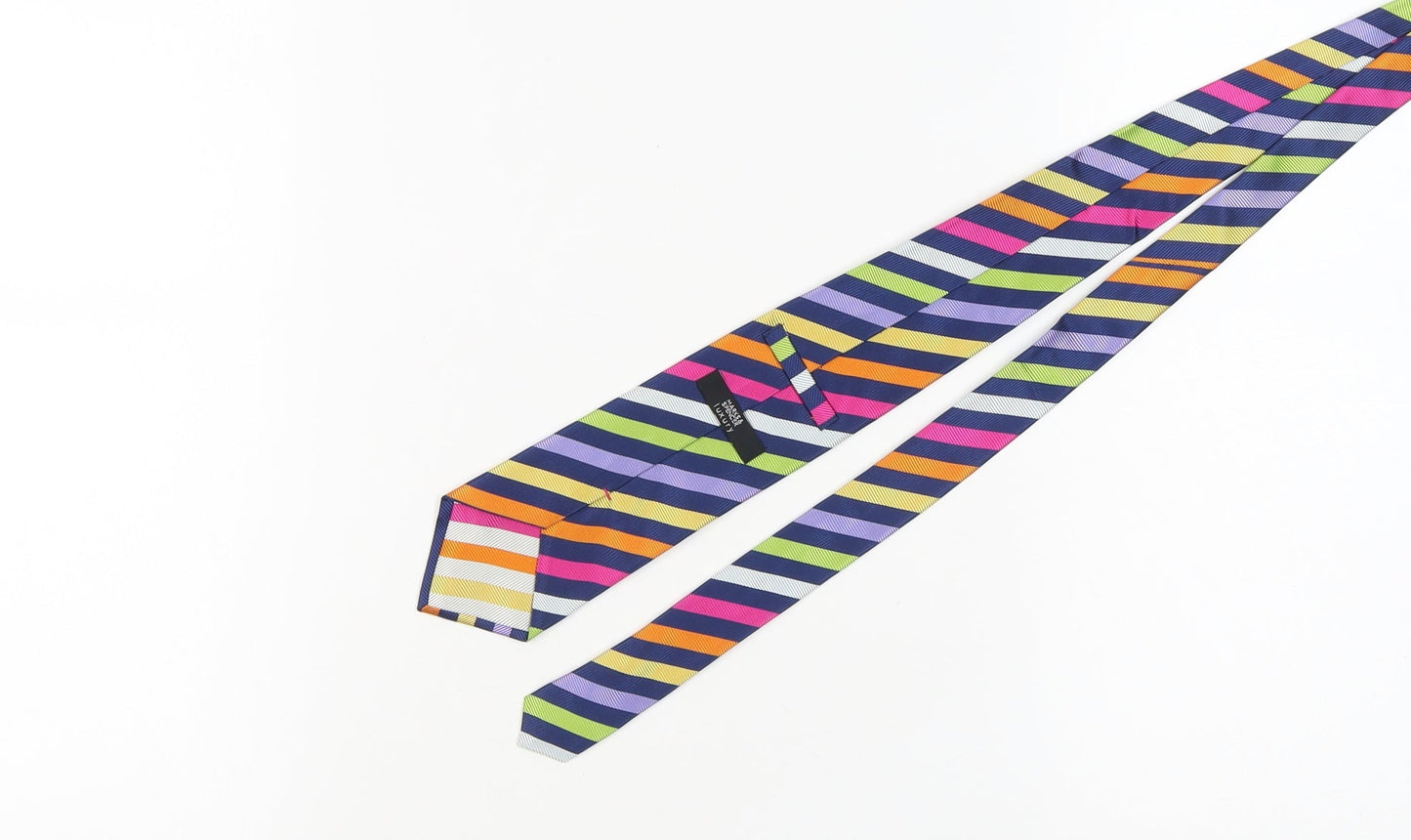 Marks and Spencer Luxury Silk Striped Men's Tie Multicoloured