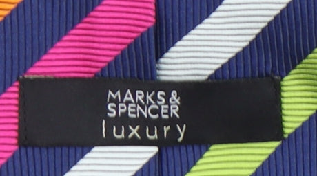 Marks and Spencer Luxury Silk Striped Men's Tie Multicoloured