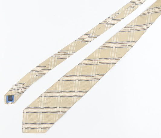 Pierre Cardin Men's Beige Silk Plaid Tie One Size