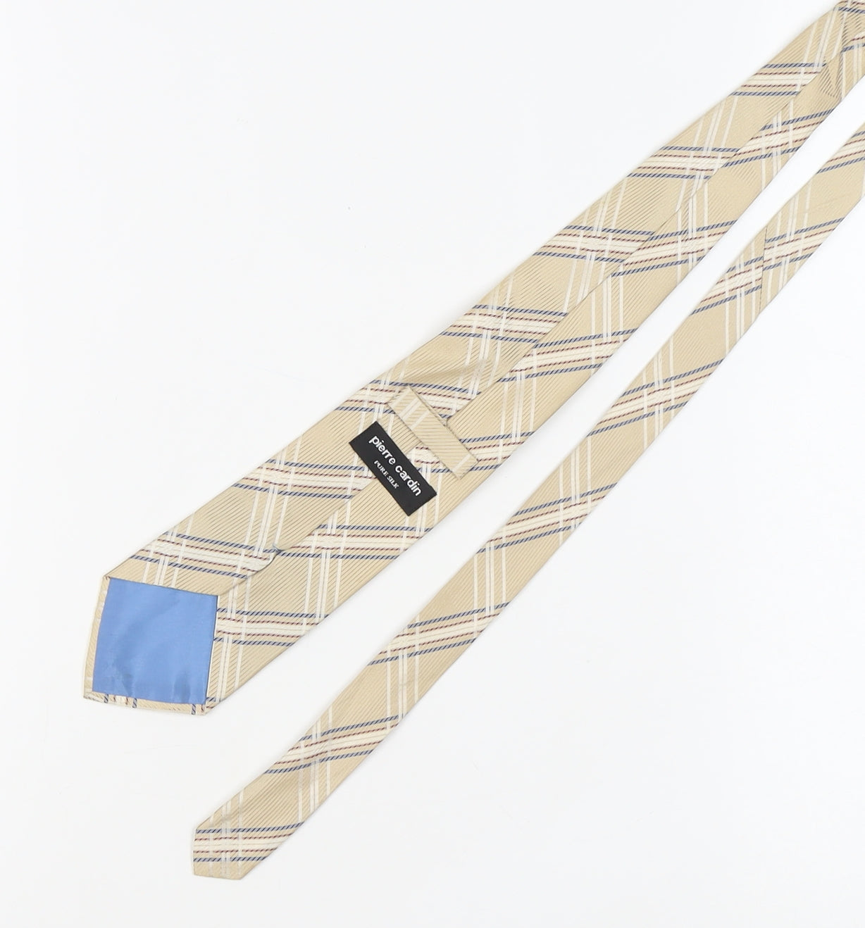 Pierre Cardin Men's Beige Silk Plaid Tie One Size