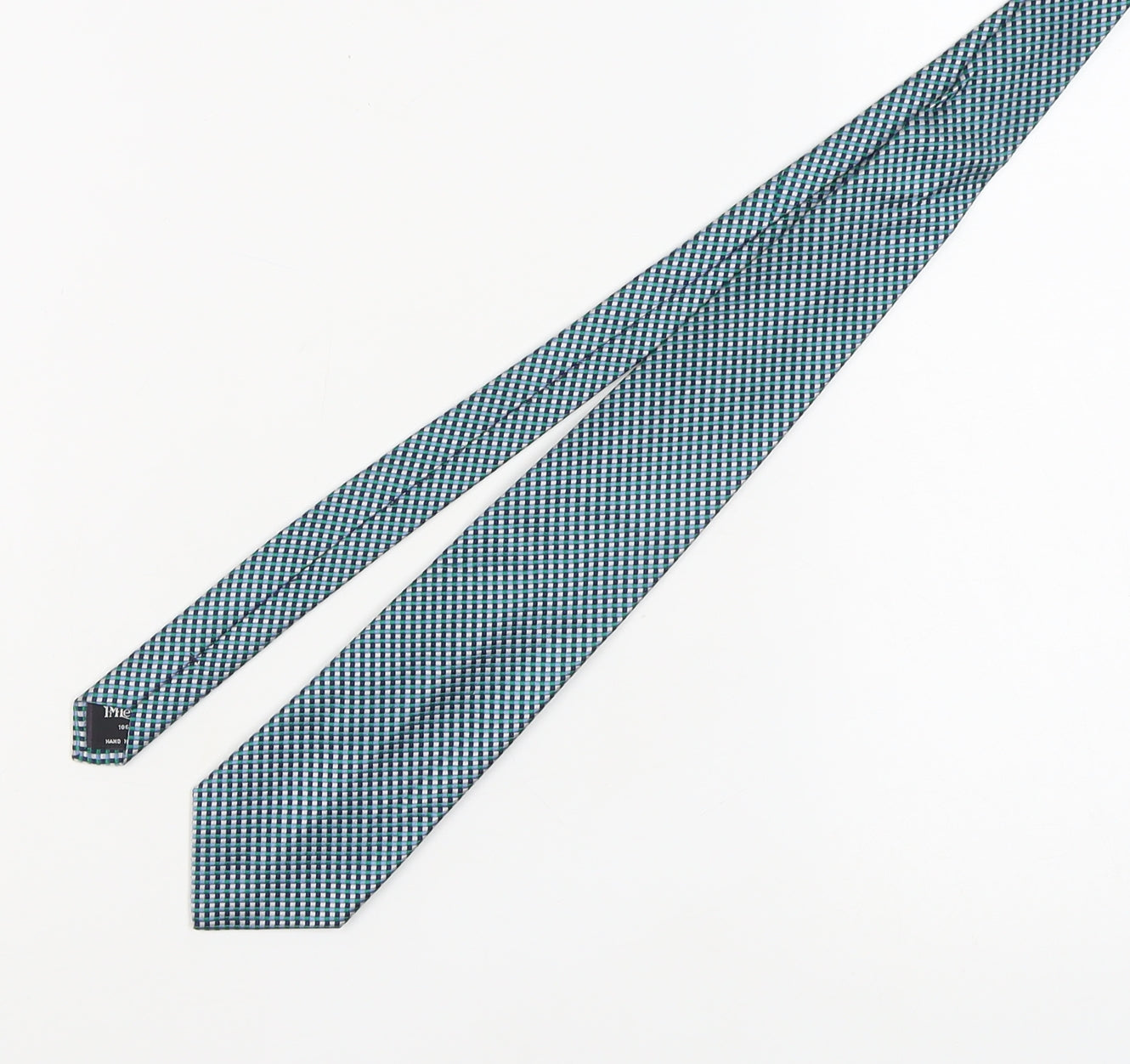 Jermyn Street Men's Blue Green Silk Plaid Tie, Handmade