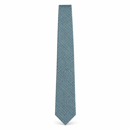 Jermyn Street Men's Blue Green Silk Plaid Tie, Handmade