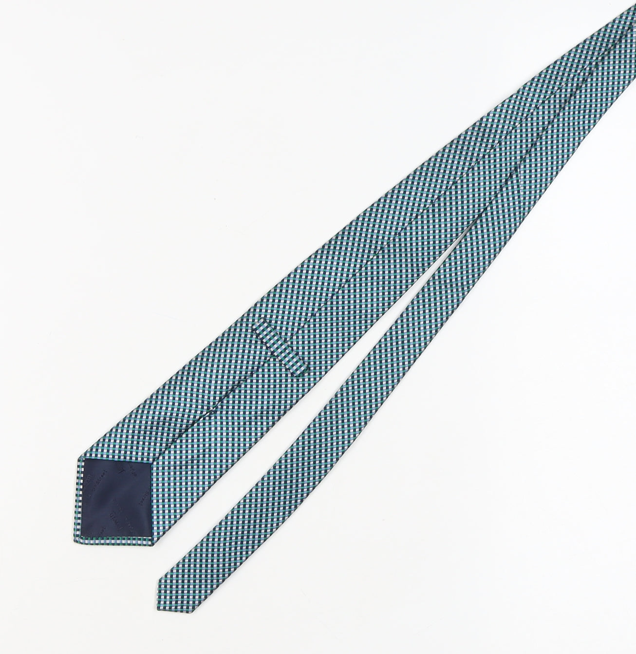 Jermyn Street Men's Blue Green Silk Plaid Tie, Handmade