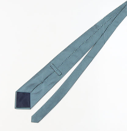 Jermyn Street Men's Blue Green Silk Plaid Tie, Handmade