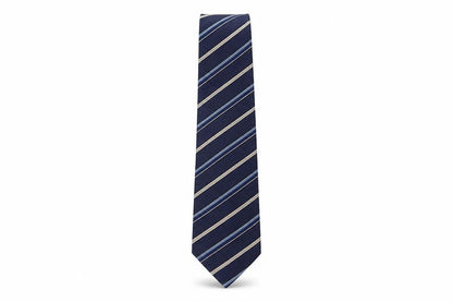 Mens Milano Blue Striped 100% Silk  Tie