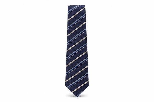 Mens Milano Blue Striped 100% Silk  Tie