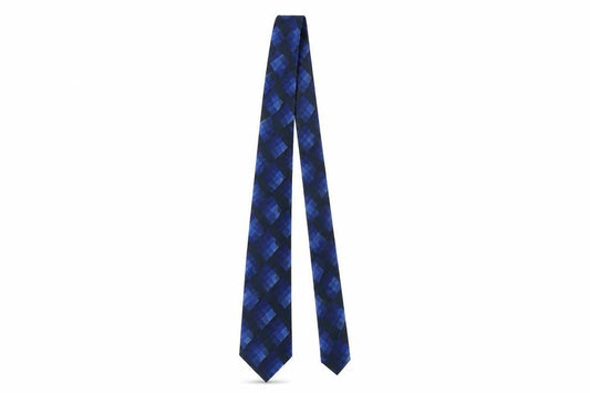 Front view of Thomas Nash Men's Blue Checked Silk Tie