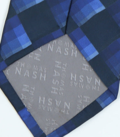Thomas Nash Men's Blue Checked Silk Tie