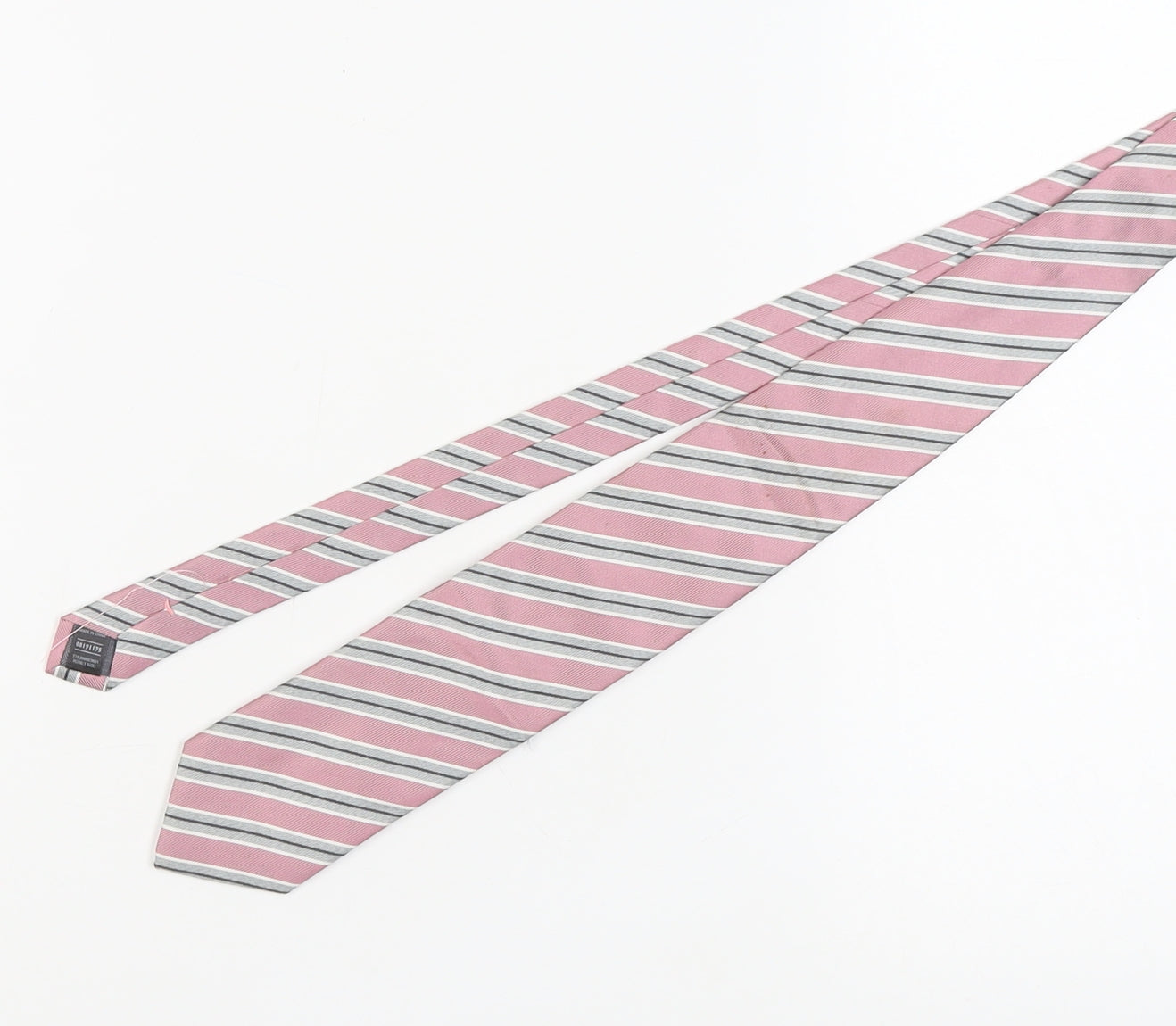 Marks and Spencer Men's Pink Striped Silk Tie