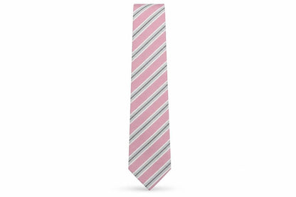 Mens Marks and Spencer Pink Striped 100% Silk  Tie