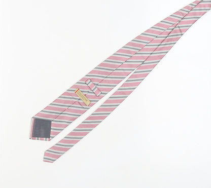 Marks and Spencer Men's Pink Striped Silk Tie