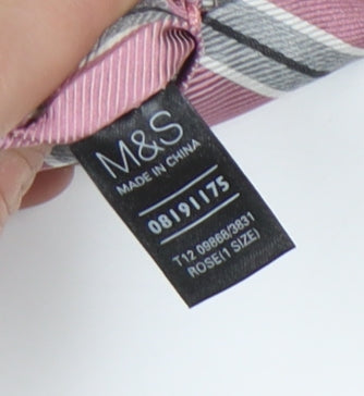 Marks and Spencer Men's Pink Striped Silk Tie