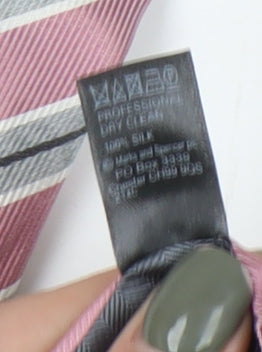 Marks and Spencer Men's Pink Striped Silk Tie