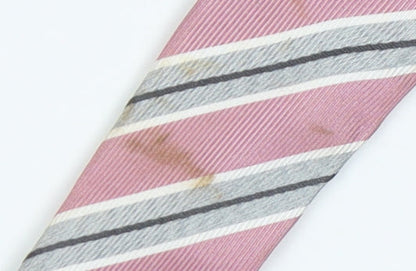 Marks and Spencer Men's Pink Striped Silk Tie