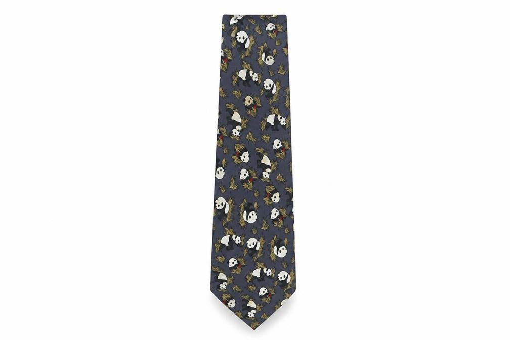 Mens René Chagal Blue Animal Print 100% Silk Designer Tie