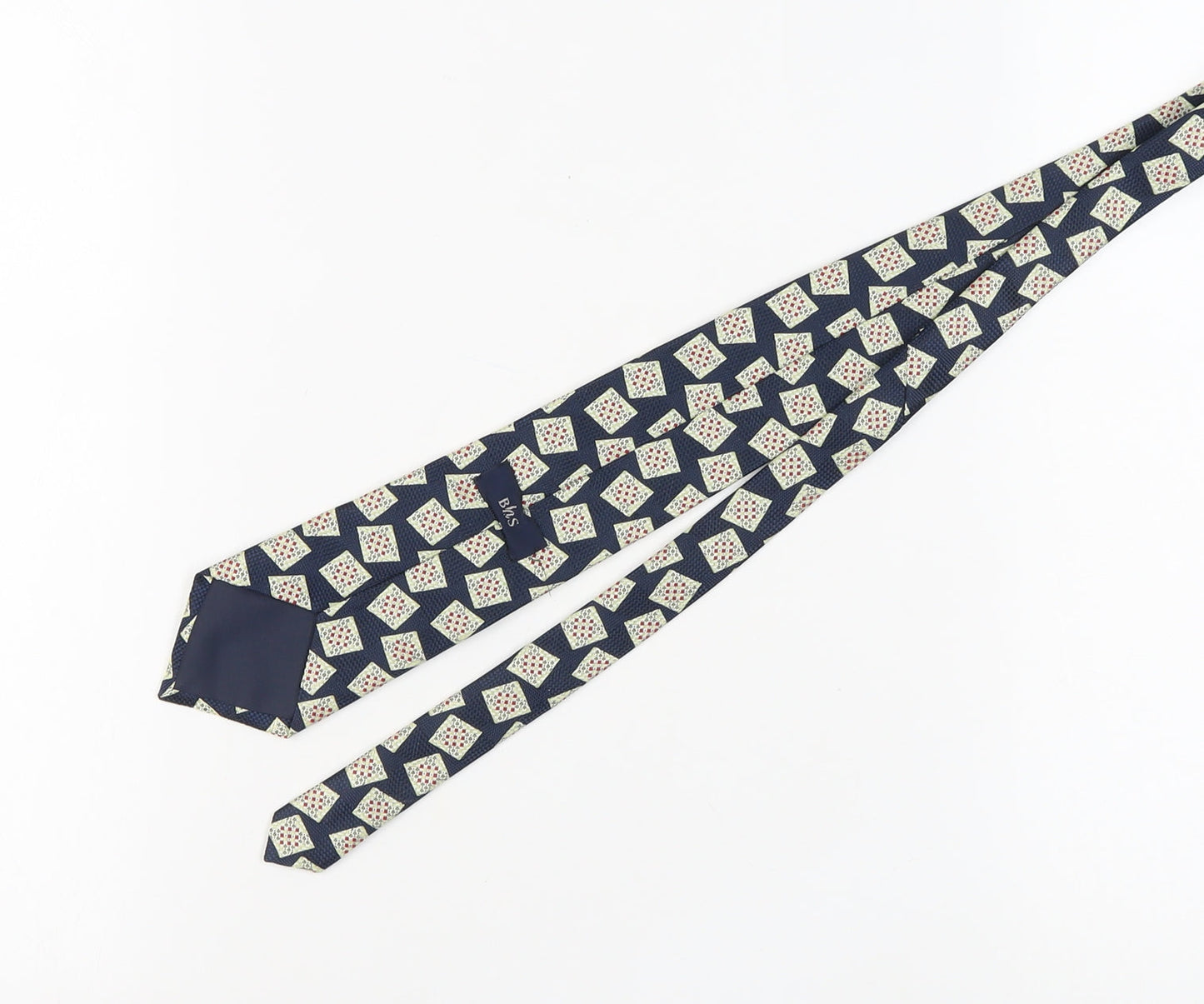Mens BHS Blue Geometric 100% Polyester  Tie