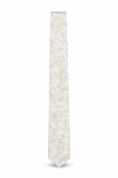 yd. Men's Beige Paisley Slim Tie