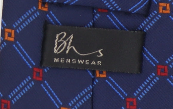 Mens BHS Blue Plaids & Checks 100% Polyester  Tie