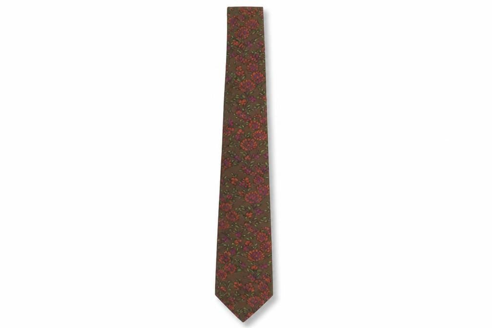 Bentley Men's Brown Floral Silk Tie