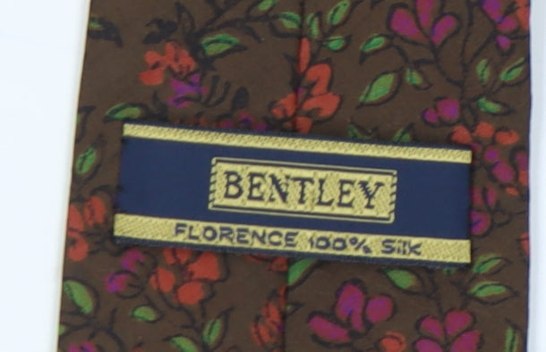 Bentley Men's Brown Floral Silk Tie