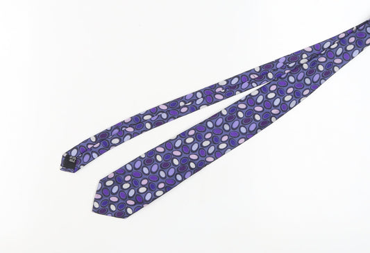 Mens Duchamp Purple Geometric 100% Silk  Tie