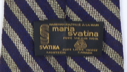 Maria Svatina Men's Blue Wool Striped Tie