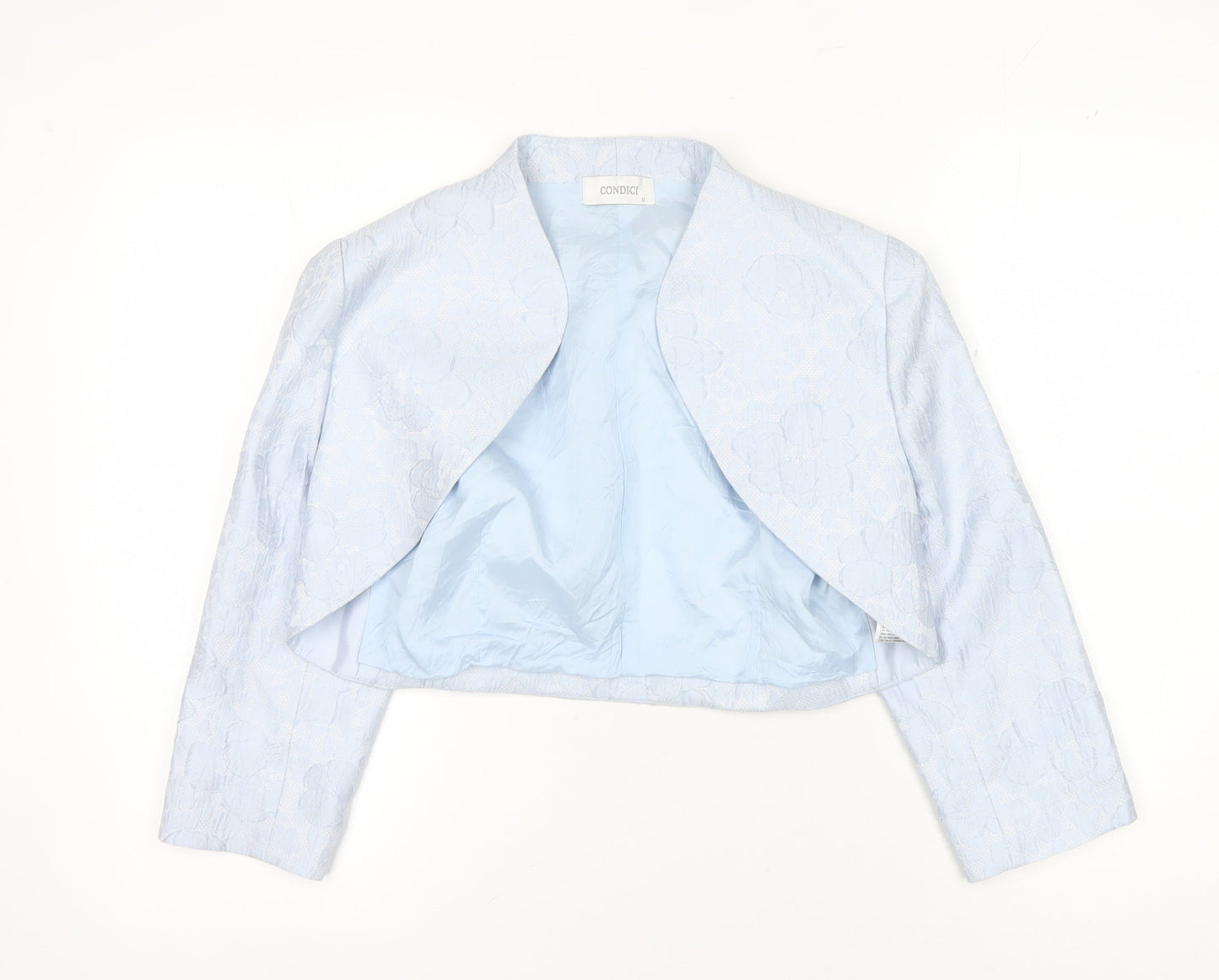 Condici Women's Blue Floral Cropped Blazer Size 8