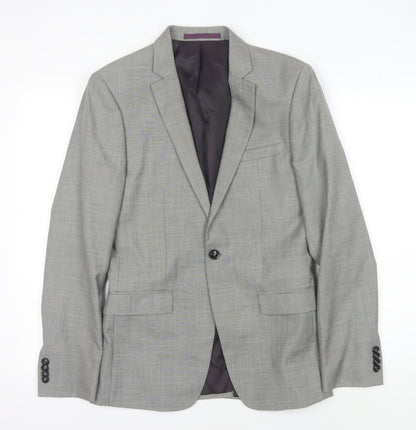 Mens UK Size 34 Topman Regular Grey Suit Jacket