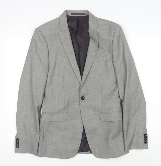 Mens UK Size 34 Topman Regular Grey Suit Jacket
