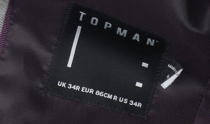 Mens UK Size 34 Topman Regular Grey Suit Jacket