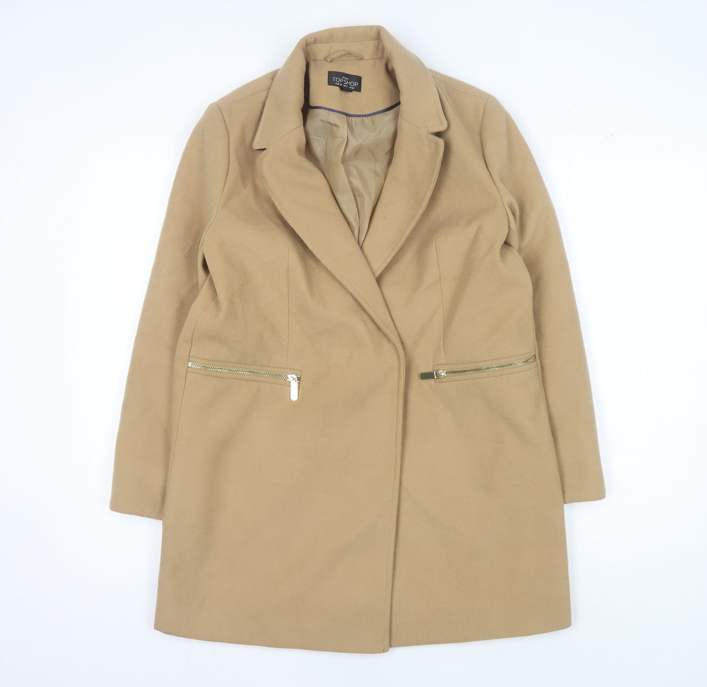 Womens UK Size 10 Topshop Beige Overcoat