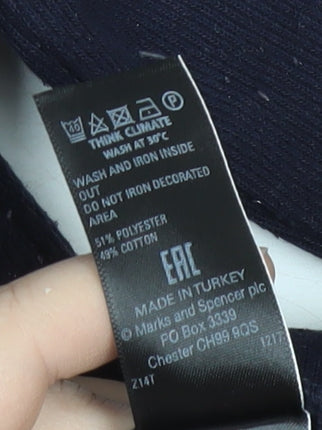 Womens UK Size 14 Marks and Spencer Blue Basic T-Shirt