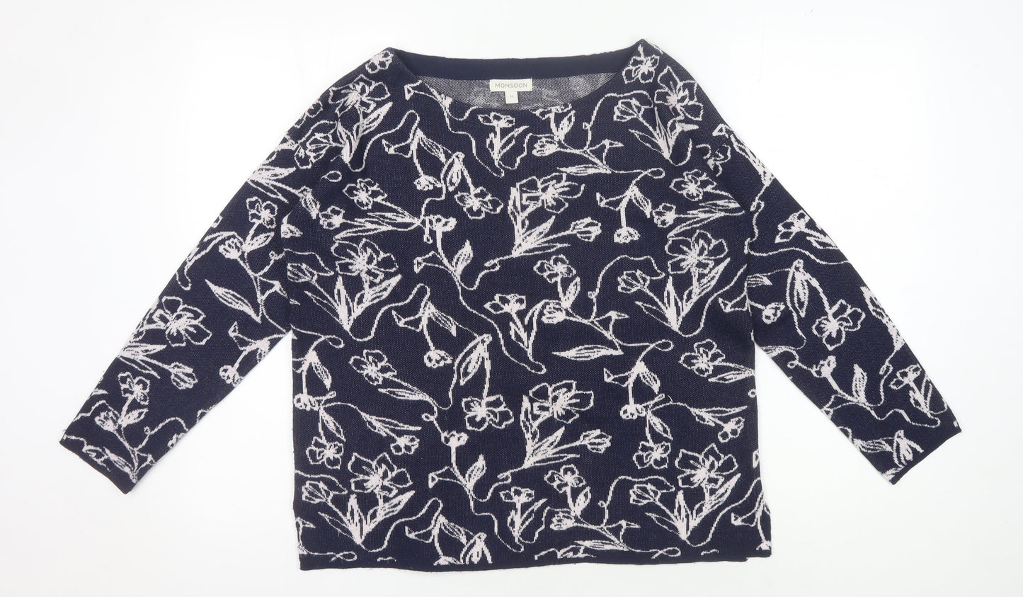 Womens UK Size M Monsoon Blue Pullover Jumper