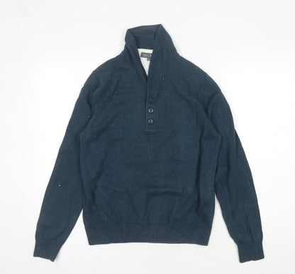 Marks and Spencer Men's Blue Henley Jumper M