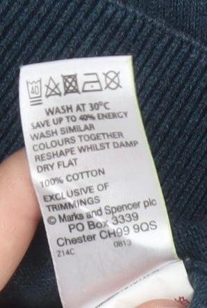 Marks and Spencer Men's Blue Henley Jumper M