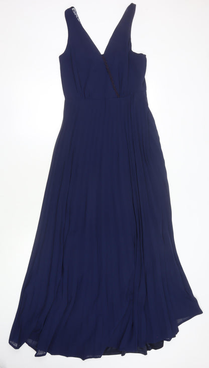 AX Paris Women's Blue Sleeveless Dress, Size 12, Chiffon, Lace