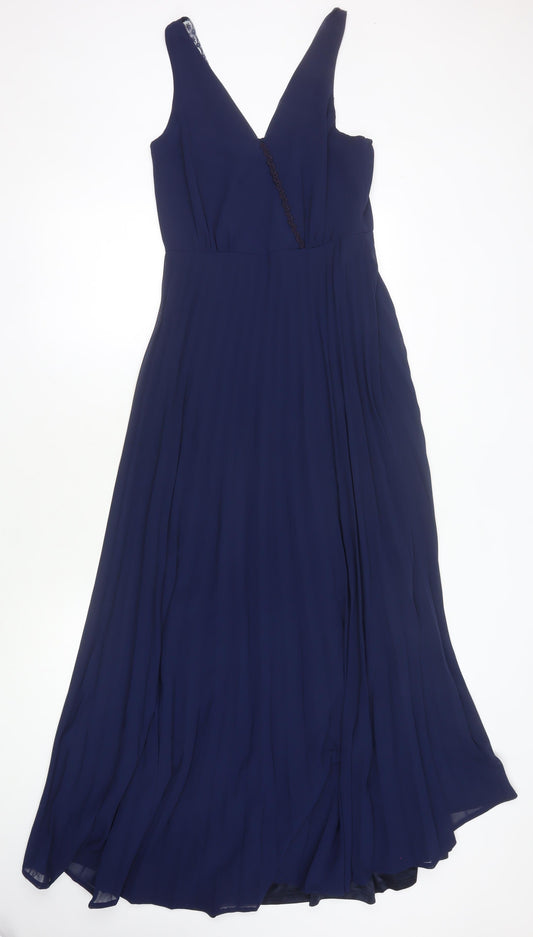 AX Paris Women's Blue Sleeveless Dress, Size 12, Chiffon, Lace